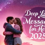 Romantic couple silhouette with deep love messages for her 2025 text overlay
