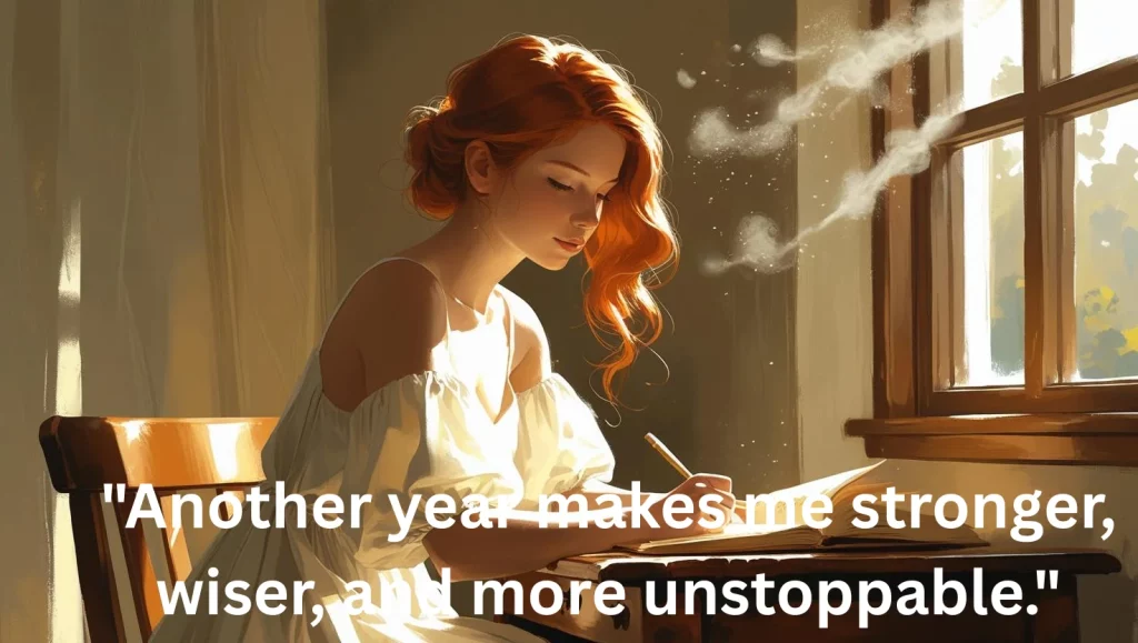 Woman writing in morning light, Inspirational Birthday Quotes for Myself