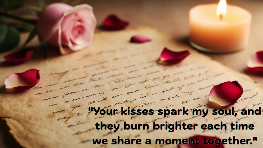 Handwritten romantic deep love message for her with rose petals