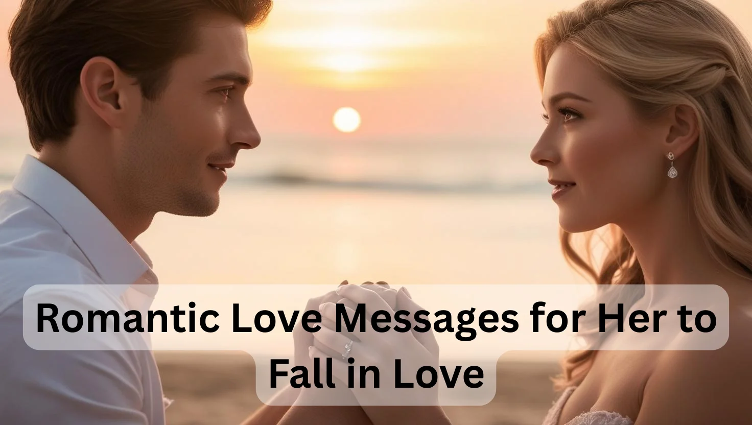 Couple sharing a romantic moment at sunset for romantic love messages for her to fall in love