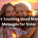 Heart touching good morning messages for sister with sunrise background