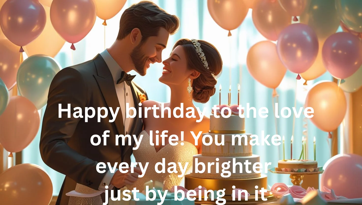 Couple celebrating birthday with romantic birthday message to my love