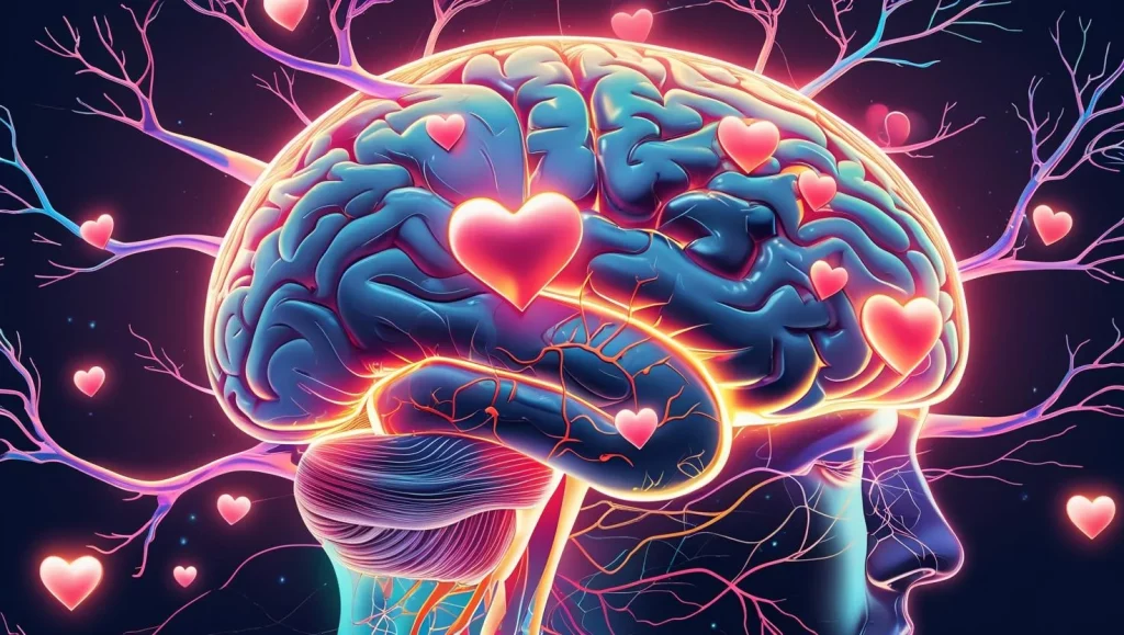 Brain illustration showing neural pathways of missing someone you love