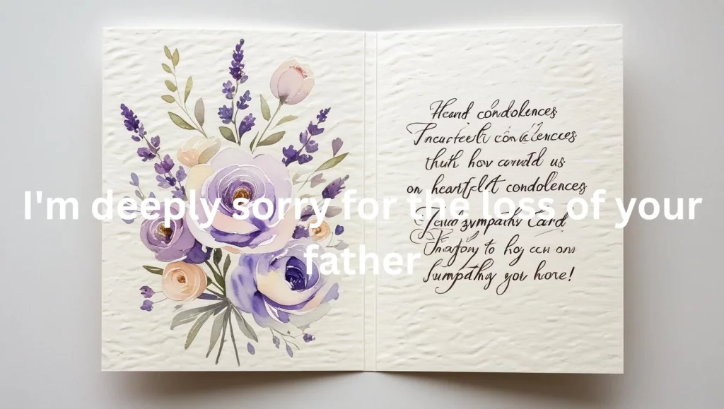 Handwritten condolence message in sympathy card for father's death