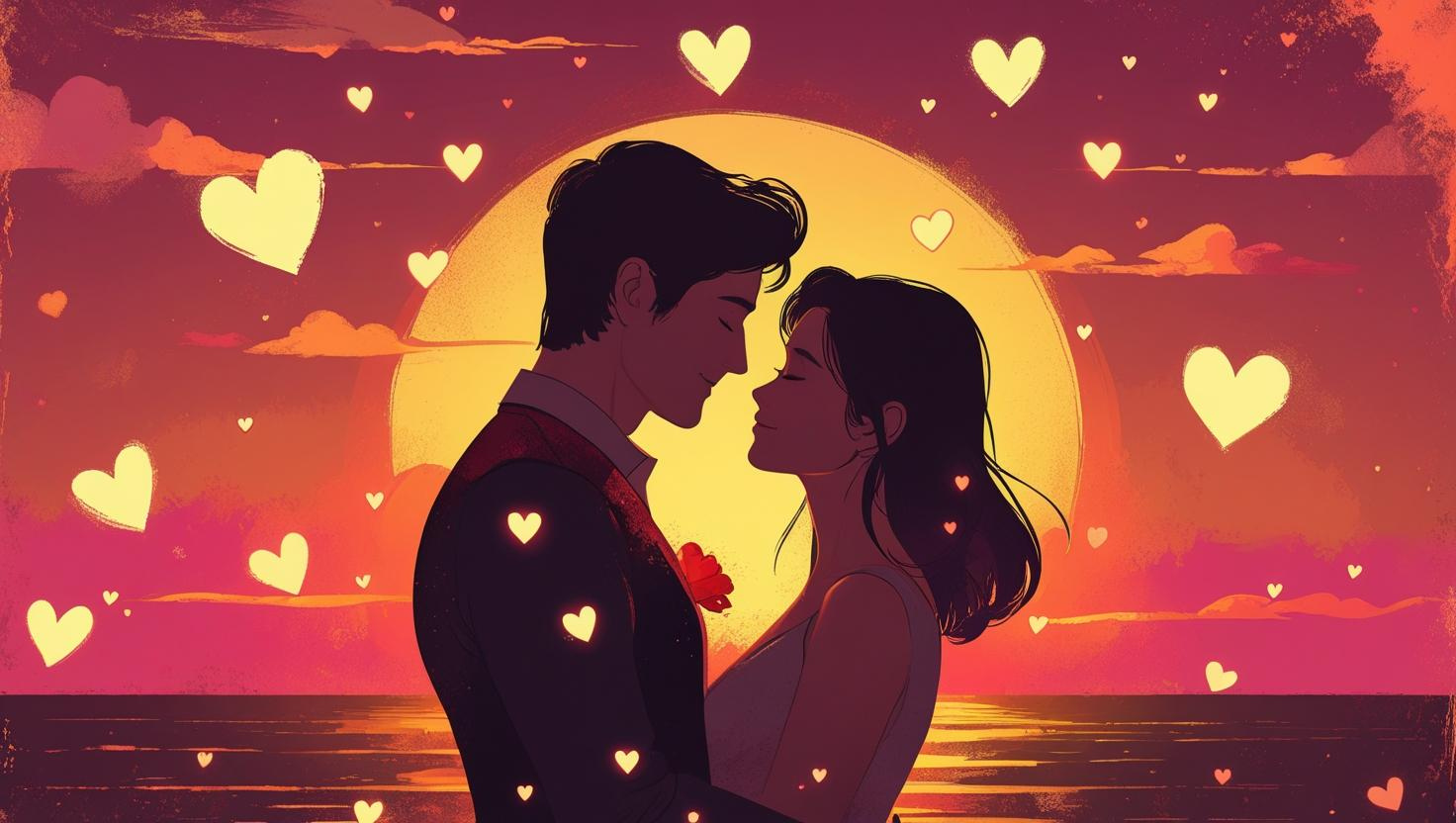 Deep love messages for her romantic couple sunset hearts touching soul