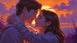 Emotional missing you messages for him and her - couple embracing at sunset