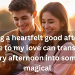 Couple sharing romantic good afternoon messages on phone during sunset