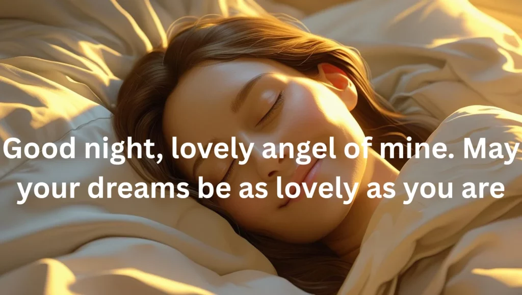 Woman peacefully sleeping after receiving good night beautiful message