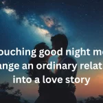 Woman reading heart touching good night text messages in bed with smile