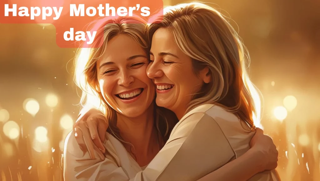 Heart touching mother and daughter embrace representing Mother's Day messages and love