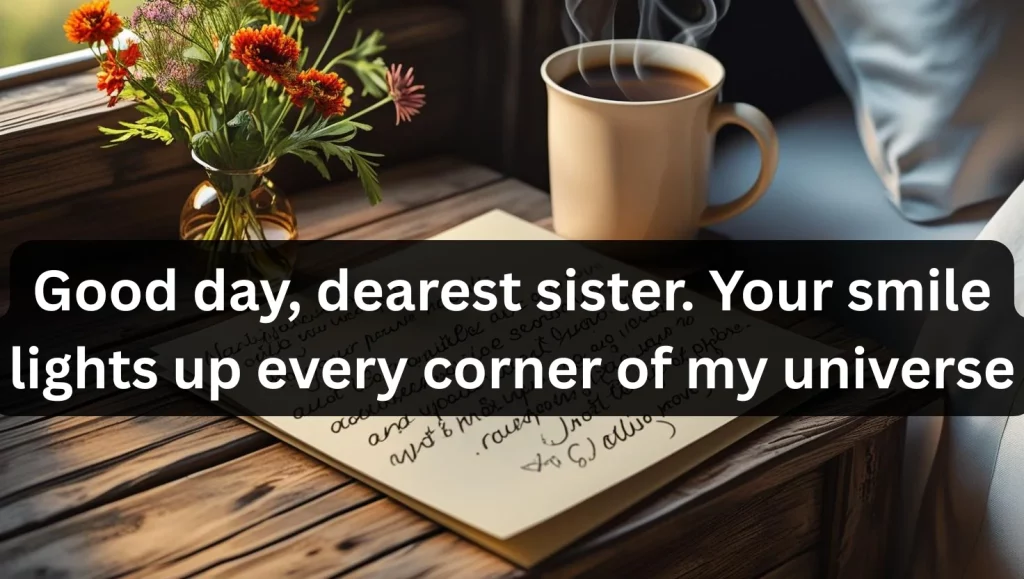 Heart touching good morning message examples for sister with handwritten note