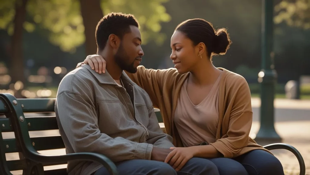 Person comforting friend who lost father showing emotional support