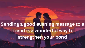 Friends enjoying sunset with text message notification overlay