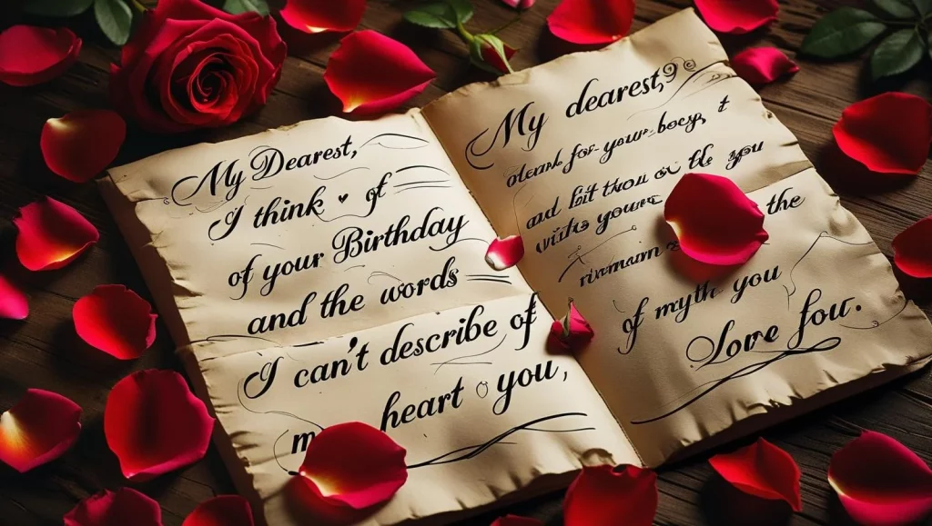 Long heart touching birthday message to my love romantic letter