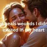 Woman crying happy tears while reading love message from partner