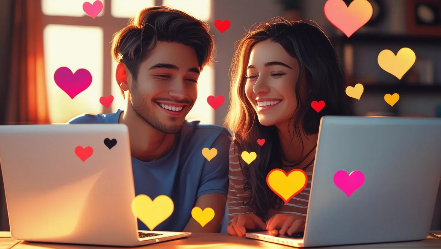 couple on video call showing love and trust messages for distance relationship