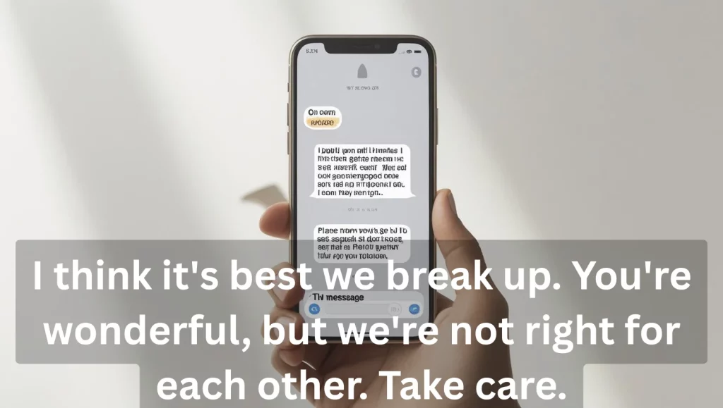 Phone screen showing short direct breakup text