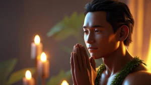 Person praying on birthday with candles representing touching birthday prayer for myself