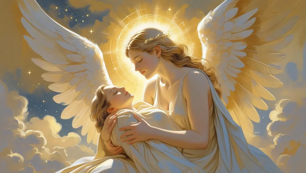 Divine protection prayer with guardian angel watching over wife
