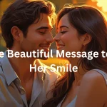 Beautiful woman smiling after receiving romantic message from boyfriend