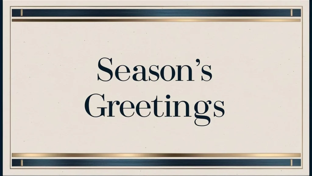 Business professionals exchanging holiday greetings in office setting
