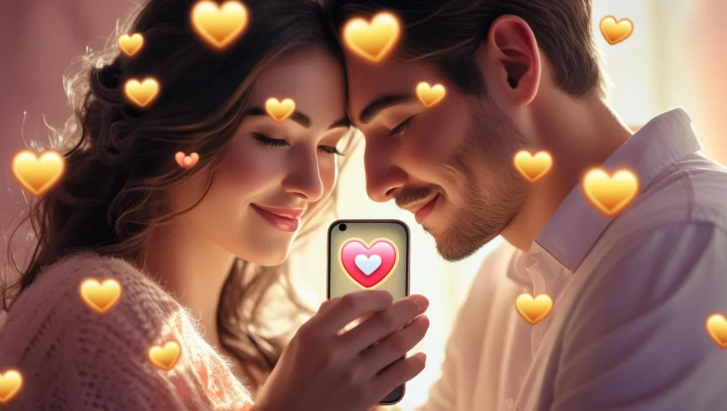 Morning scene with romantic good morning trust message on phone screen