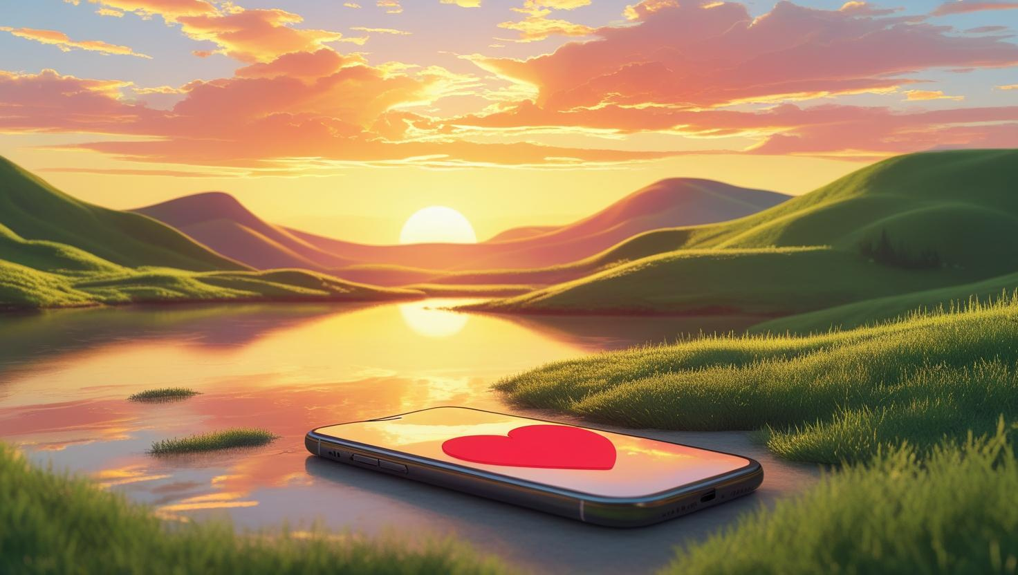 Sweet good morning messages sunrise smartphone heart emoji digital love