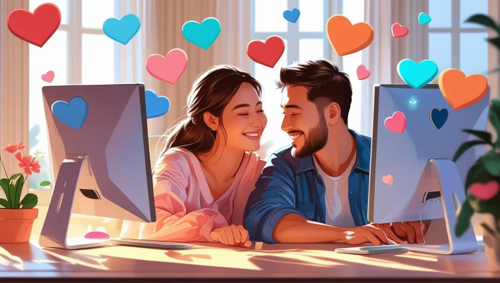 Morning sunrise with smartphone displaying good morning love message for distance relationship